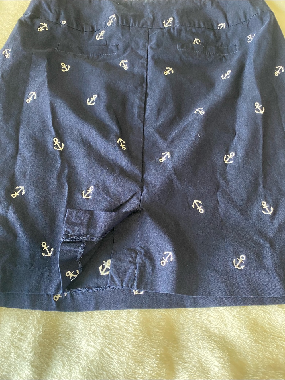 Breezies Navy Pencil Skirt with White Anchor Embroidery Size 10 - Picture 3 of 5